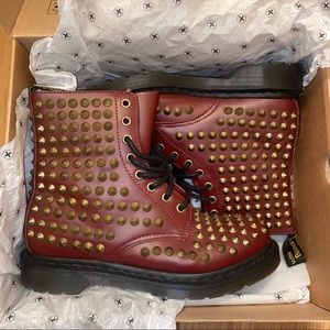 Dr. Martens Cherry Red Spike Leather Boots